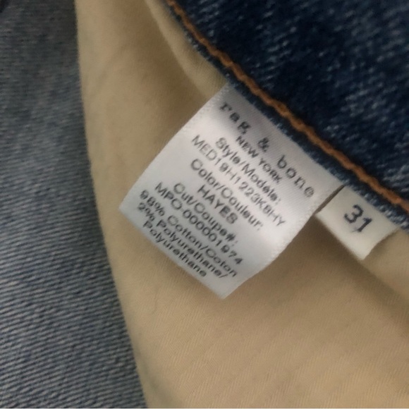 ❤️Rag & Bone Fit 2 Slim Hayes Jeans Size 31 - Picture 6 of 8
